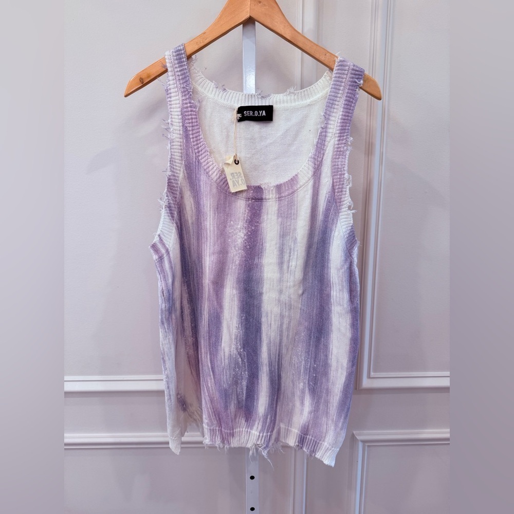 SER.O.YA Lavender and White Tank Top